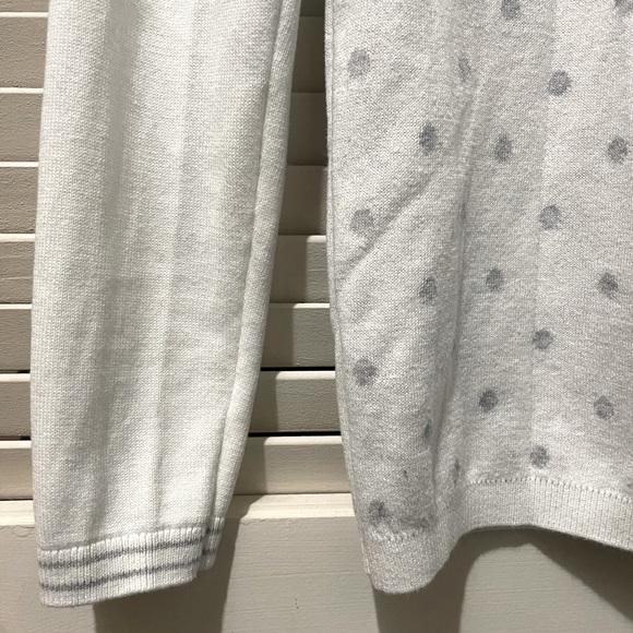 Tommy Hilfiger Womens Large Cream w/Gray Polka Dot Long Sleeve Sweater EUC - Picture 6 of 7